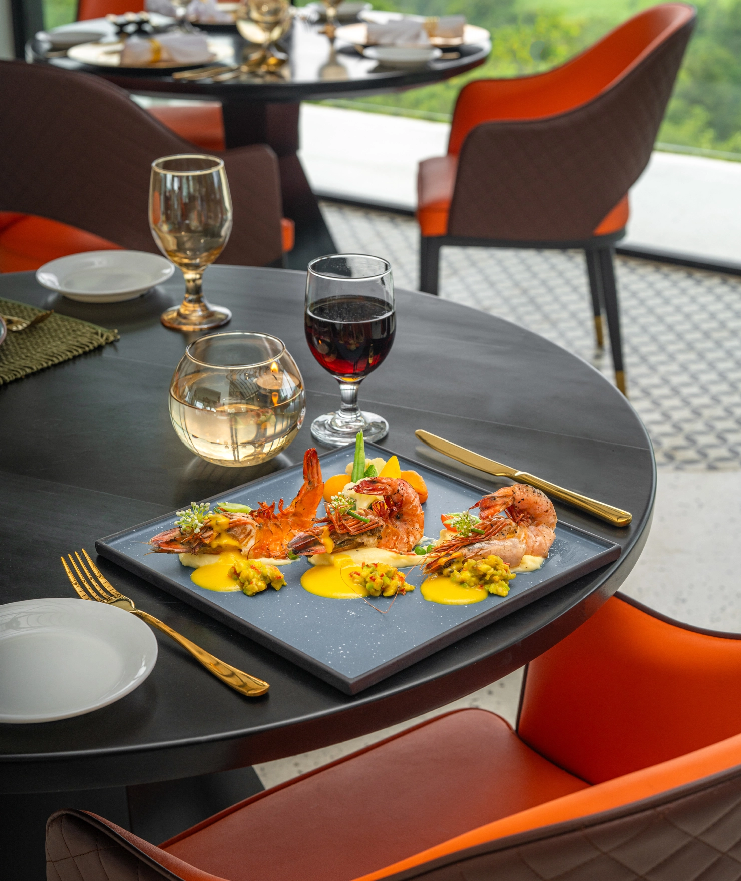 Gourmet dish with vibrant colors and artistic presentation.